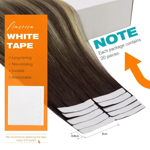 Miniatura 3 de Sunny Hair - Extensiones de cabello humano para mujer, con cinta adhesiva, Remy, castaño oscuro ombré, rubio dorado oscuro con efecto balayage
