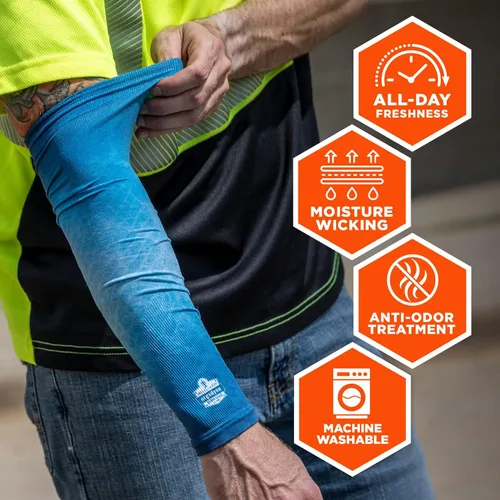 Miniatura 4 de Ergodyne Par de mangas de protección solar unisex para adultos Azul