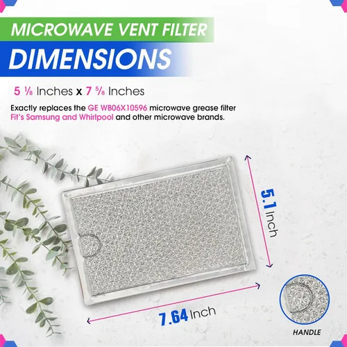 Miniatura 3 de Filtro de microondas de repuesto de 7.64" x 5.12" para GE WB06X10309 WB06X10359 Filtro de grasa de microondas – También se ajusta a LG Kenmore y más