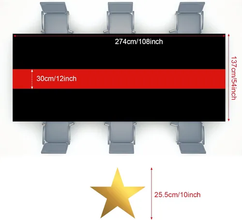 Miniatura 3 de Mixweer Mantel de noche de película, 3 piezas, cubierta de plástico con temática de película, mantel rectangular negro y rojo con papel dorado