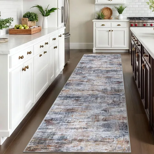 Miniatura 331 de IOHOUZE Alfombra abstracta lavable de 3 x 12 pies para pasillos, antideslizante para cocina, camino de entrada de lana sintética para interiores