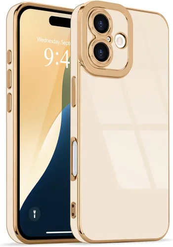 Miniatura 151 de Lafunda Diseñada para iPhone 13 Pro, fundas lujosas con chapado lindo para mujeres y niñas, elegante borde dorado, a prueba de golpes, TPU con funda