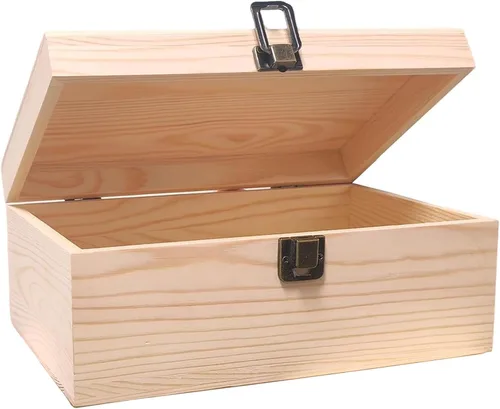 Caja de Manualidades de Madera Natural con Tapa con Bisagras - Caja Reutilizable DIY para Joyería y Regalos para el Hogar, Suministros de Arte y