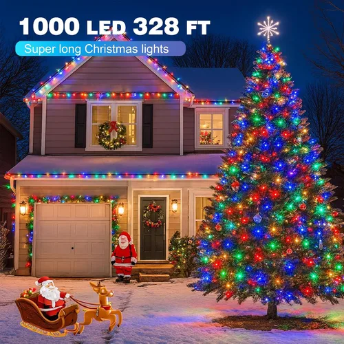 Miniatura 2 de Luces de Navidad 500 LED de 164 pies, luces impermeables para árbol de Navidad con 8 modos, control remoto, 3 temporizadores y función de memoria