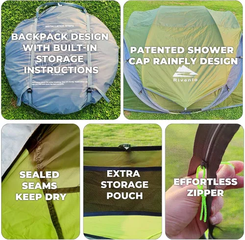 Miniatura 5 de 4/6 Person Easy Pop Up Tent, Waterproof, Automatic Setup,2 Doors-Instant Family Tents for Camping, Hiking & Traveling