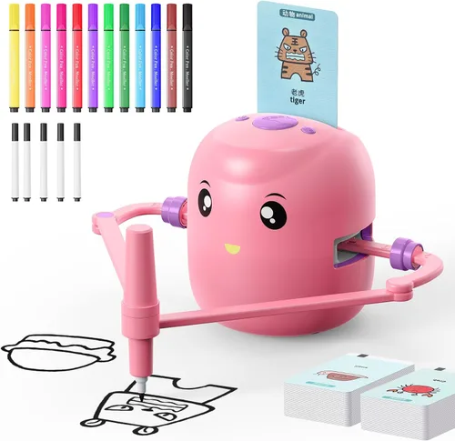 Miniatura 8 de Robot de dibujo educativo interactivo para niños, juguete de aprendizaje Montessori con 150 tarjetas de palabras, interacción de voz, a partir de 5