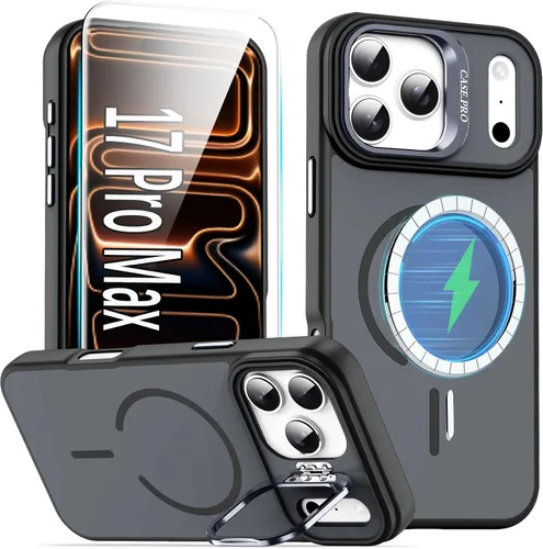 Funda para i Phone 17 Pro Max, con función atril y protector de pantalla HD, compatible con accesorios MagSafe, funda magnética para iPhone 17 Pro