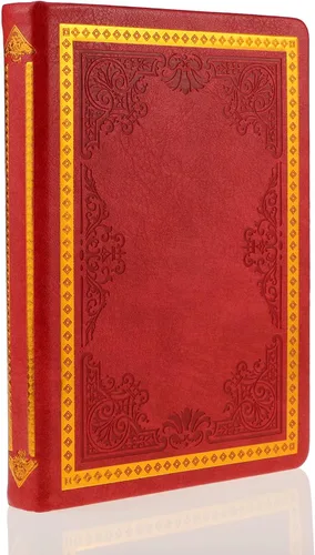 Miniatura 9 de Mazeran Diario vintage, tapa dura de piel sintética, cuaderno de escritura retro en relieve, agenda personal con forro universitario, 5.5 x 7.7