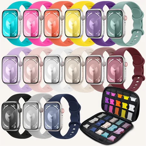 Miniatura 9 de Bands Compatible with Apple Watch Band 38mm 40mm 41mm 42mm 44mm 45mm 46mm 49mm for Women Men, Soft Silicone Sport Replacement Strap Wristbands for