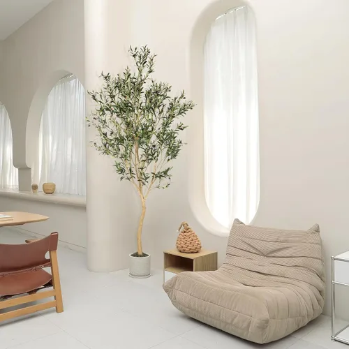 Miniatura 7 de Realead - Árbol de olivo artificial grande de 8 pies de alto - Árbol de olivo realista de seda grande artificial para interiores - Árboles de olivo