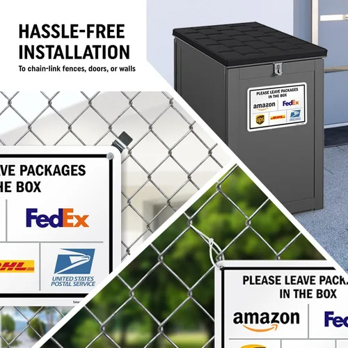Miniatura 4 de SmartSign 7 x 10 pulgadas "Por favor, deje los paquetes en la caja - Amazon, FedEx, UPS, USPS" Letrero de instrucciones de entrega de metal