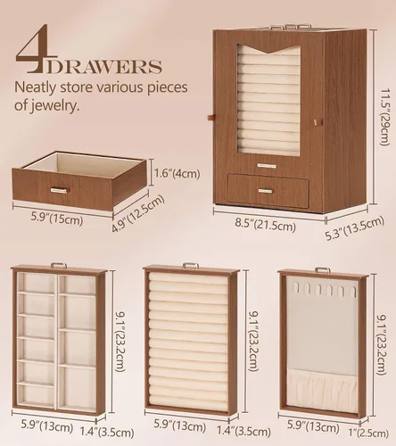 Miniatura 6 de Homde Organizador de joyas con ganchos transparentes para collares de ventana, regalo para mujeres, caja de joyería para collares, anillos, aretes