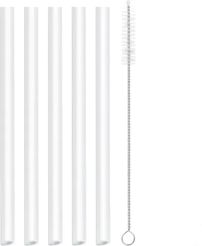 CampTek Pajitas de repuesto compatibles con botellas de agua YETI Rambler de 36 onzas, el juego de accesorios incluye 5 popotes sin BPA, 1 cepillo