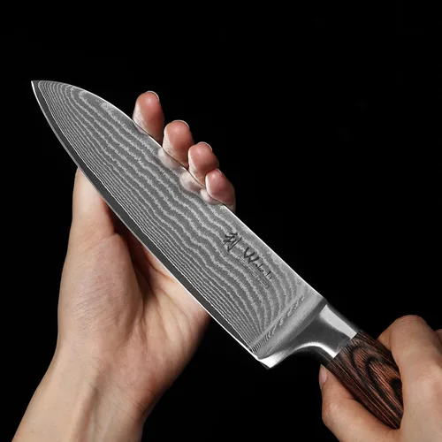Miniatura 10 de Wakoli EDIB Cuchillo Santoku de Damasco – Cuchillo de cocina de estilo japonés de 6.7 pulgadas, hoja de acero de Damasco de 67 capas con núcleo 1