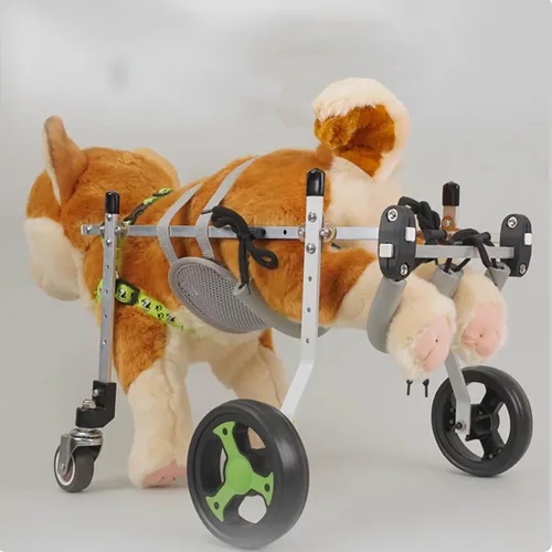 Silla de ruedas para perro, carrito para mascotas de soporte completo con cuatro ruedas, carrito ligero para perros para patas delanteras/traseras