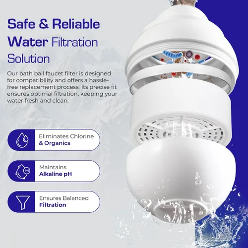 Miniatura 2 de Cartucho de repuesto para bola de baño Crystal Quest – Elimina el cloro, PFAS y olores – Filtro de agua fácil de instalar – Ecológico, duradero