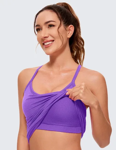 Miniatura 3 de CRZ YOGA - Camisetas deportivas para mujer, sin mangas, sin costuras, con espalda cruzada y brasier incorporado, camisetas para entrenamiento