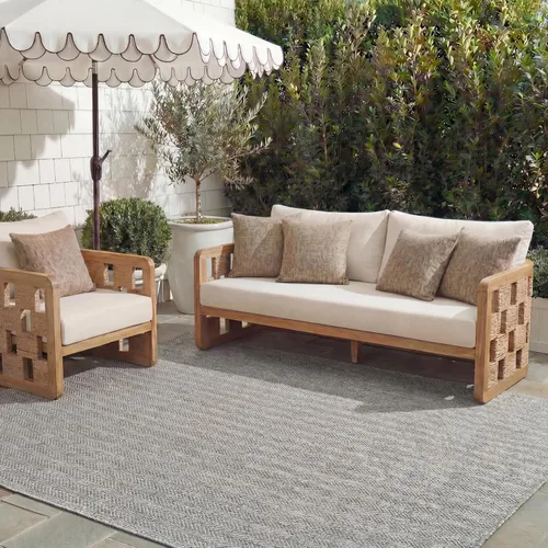 Miniatura 58 de SAFAVIEH Alfombra Lavable para Exteriores Colección Courtyard - Pasillo de 2'3" x 6'7", Azul Marino y Gris, No Desprende Pelusa y Fácil Limpieza