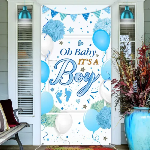 Sumind Letrero de bienvenida para baby shower, con texto en inglés "It's a Boy", cartel de bienvenida para baby shower, 70.87 x 35.43 pulgadas,