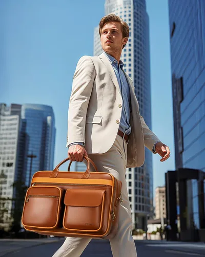 Miniatura 2 de Ytonet Bolsa de mensajero de piel sintética para hombre, maletín vintage de 15.6 pulgadas con compartimento acolchado para laptop, bolsa grande