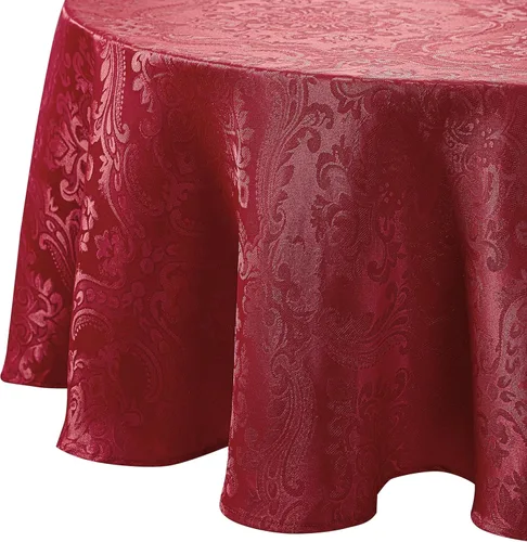 Miniatura 18 de Elrene Home Fashions Caiden Elegance - Mantel de damasco impermeable, resistente a manchas y arrugas, 70" redondo, granate Arándano