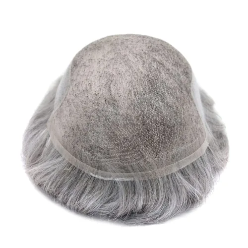 Miniatura 5 de Toupee - Pieza de cabello humano real para hombre, sistema de reemplazo de encaje suizo suave para hombre, pieza de pelo tipo tupé, protesis capilar