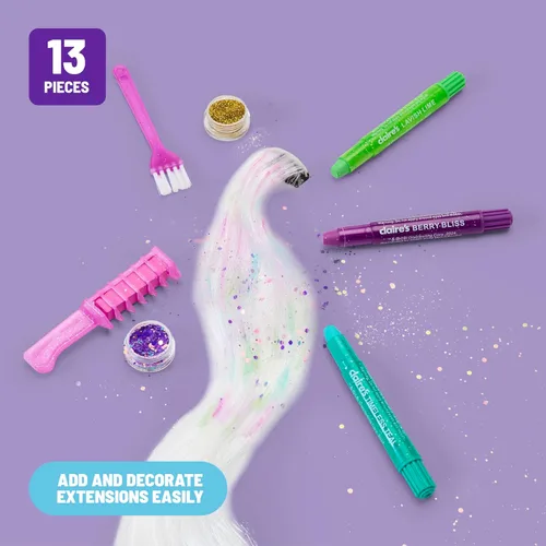 Miniatura 4 de Claire's Kit de peinado de tiza para el cabello y purpurina, juego de 13 piezas de color temporal para el cabello con bolígrafos de tiza lavables