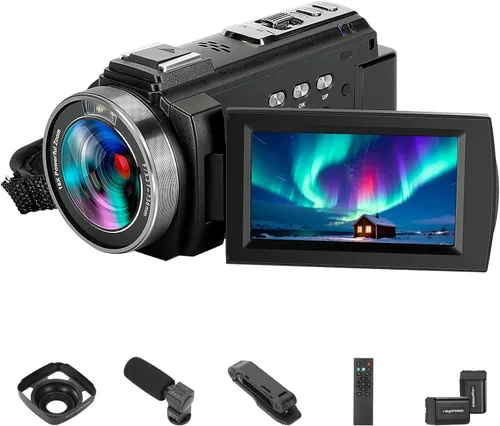 Miniatura 2 de Videocámara 4K60FPS 48MP Vlogging Cámara para YouTube 3.0" Pantalla táctil 16X Zoom Digital WiFi IR Visión Nocturna con 2 Baterías Micrófono Estéreo