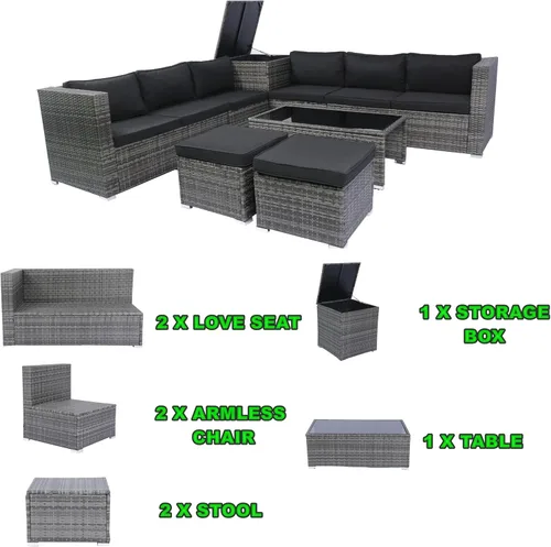 Miniatura 5 de Goohome Juego de muebles de patio de 8 piezas, mimbre de polietileno para todo tipo de clima, juego de conversación con mesa auxiliar, caja