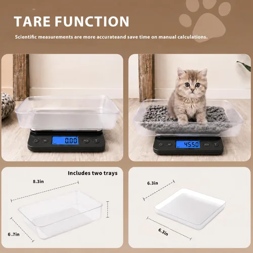 Miniatura 5 de MEIYA Pequeña báscula digital para mascotas, escala de animales pequeños de alta precisión de 11.0 lbs/0.00 oz con carga USB, pantalla LCD