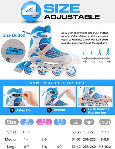 Miniatura 2 de PAPAISON Patines en línea para niños y niñas con ruedas de luz completa, patines iluminadores ajustables para principiantes, para niños, jóvenes