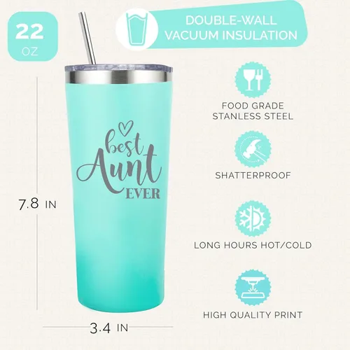Miniatura 3 de Your Dream Party Shop Regalos para la mejor tía – Vaso grabado de 22 onzas – Gran regalo para tía nueva, regalo de cumpleaños para tía para mujeres