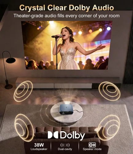 Miniatura 5 de Proyector de TV Google 4K, 2400 ANSI Proyector inteligente diurno con HDR10, enfoque automático ToF, ventilador de refrigeración AI, Dolby, HDMI