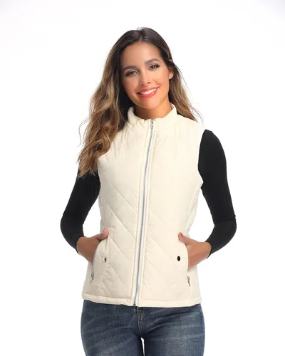 Miniatura 5 de Chaleco para exteriores de mujer, chaleco acolchado ligero con cremallera y cuello alto.