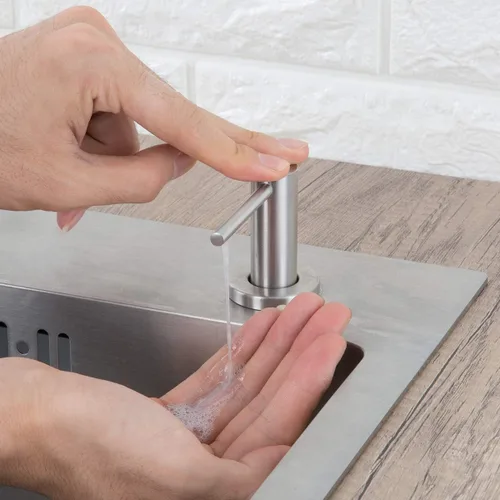 Miniatura 2 de Despachador de jabón para lavaplatos de níquel cepillado GAPPO, dispensador de acero inoxidable para encimera, loción para manos incorporada