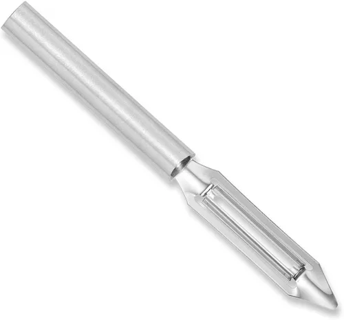 Rada Cutlery Deluxe - Pelador de verduras (R141), hoja giratoria de acero inoxidable de 2 pulgadas, mango plateado, paquete de 2