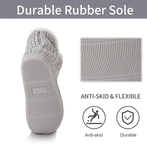Miniatura 4 de WOJWSKI Pantuflas de punto para mujer, de invierno, cálidas, de forro polar, espuma viscoelástica, con cómodo forro de felpa