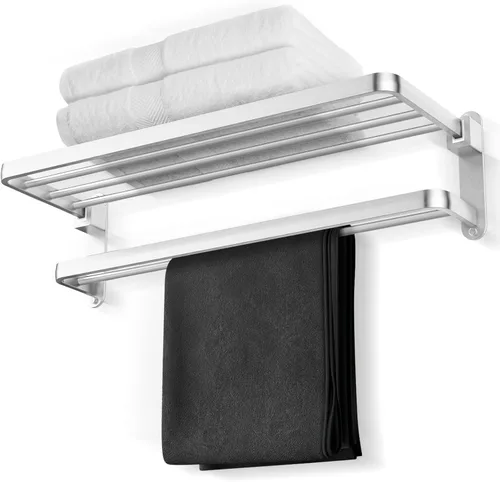 Miniatura 9 de BOZWELL Toallero de baño con dos barras para toallas, porta toallas de 16 pulgadas (40 cm) con estante BZ305-A (Negro mate)