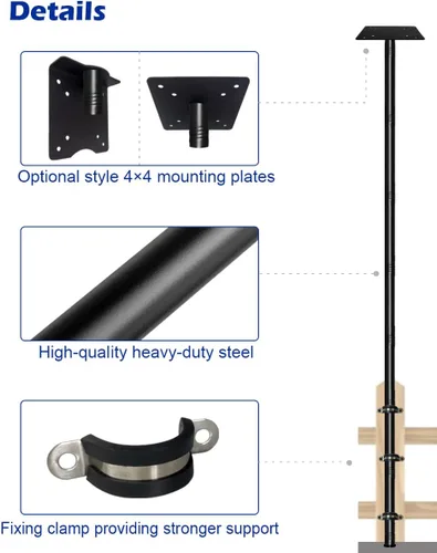 Miniatura 4 de Garbuildman Kit de Poste para Comedero de Pájaros de 105 Pulgadas, Juego de Poste Resistente para Casa de Pájaros para Valla de Terraza o Barandilla