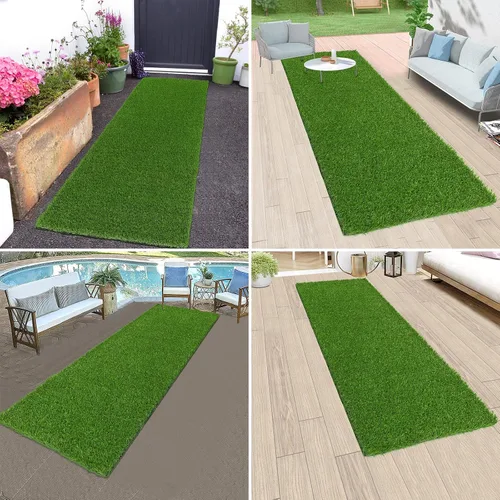 Miniatura 7 de Bsmathom Alfombra de césped artificial, interior/exterior, césped artificial para patio, balcón y jardín, 2 x 6 pies