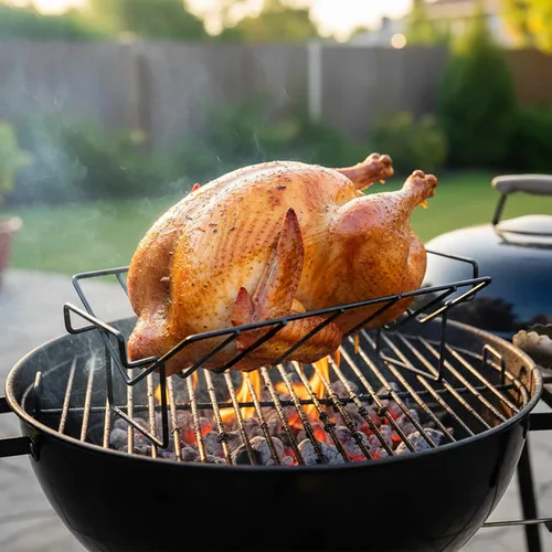 Miniatura 3 de Estante en forma de V para barbacoa para ahumar y asar, estante para asar pavo para huevos grandes y verdes, Kamad Joe, Primo, Visión, estante