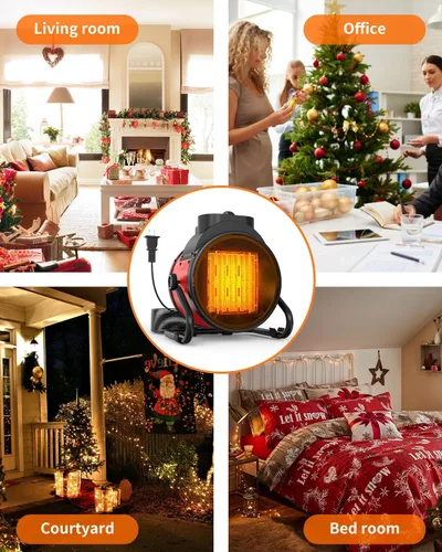 Miniatura 7 de Calentadores de patio para exteriores, calentador eléctrico portátil de garaje de 1500 W con calentamiento rápido 2S, protección contra