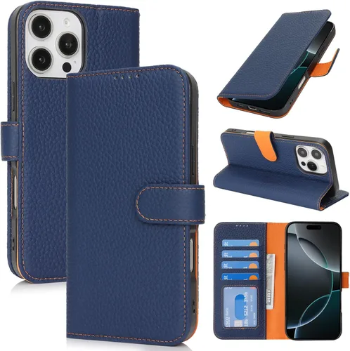 Miniatura 101 de Zouzt Funda para iPhone 11 de 6.1 pulgadas de piel auténtica con 4 ranuras para tarjetas, tarjetero con bloqueo RFID, tapa magnética, función atril