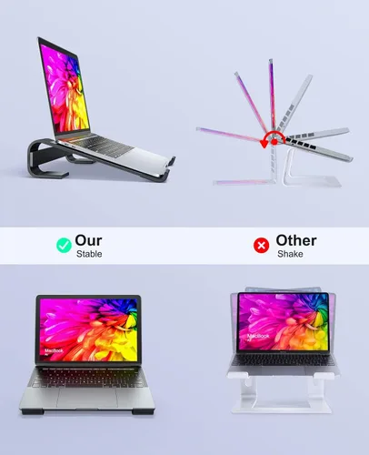 Miniatura 3 de Soqool Soporte para computadora portátil para escritorio, soporte ergonómico desmontable para laptop, soporte de aluminio para MacBook, compatible