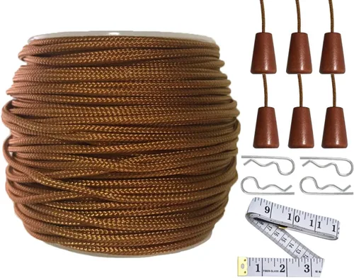 Miniatura 8 de Y-Axis Rollo de 150 yardas de nailon trenzado blanco claro de 0.039 in con 6 pomos de cuerda de madera blanca + cinta suave