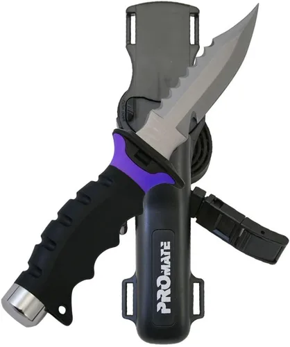 Miniatura 3 de Promate KF510-Negro, cuchillo de buceo de acero inoxidable con punta afilada
