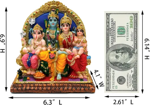 Miniatura 5 de alikiki Estatua familiar de Dios Shiva hindú – 6.9 pulgadas de alto Murti Shiva Familia Diwali regalo Pooja Artículo Puja Regalos para amigos