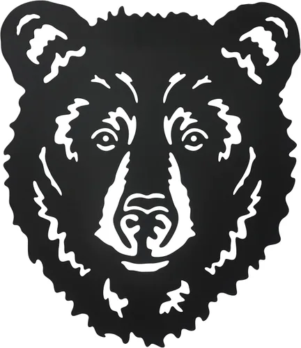 Hokfirm Decoración de pared de cabeza de oso de metal, esculturas rústicas de pared para sala de estar, decoración de oso de animales al aire libre