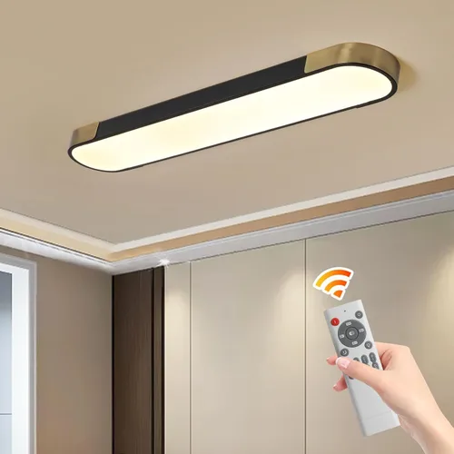 Miniatura 18 de Qcyuui Luces LED de Techo Regulables 46.4'' Accesorios de Iluminación para Cocina de Techo Negro Empotrado con Control Remoto Luz de Techo Lineal