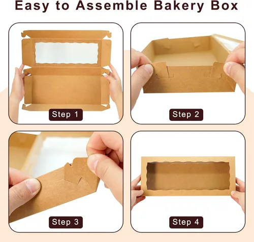 Miniatura 8 de 5 cajas para galletas de 12 x 5 x 1.5 pulgadas, cajas de panadería con ventana, caja para fresas cubiertas de chocolate para Navidad, San Valentín